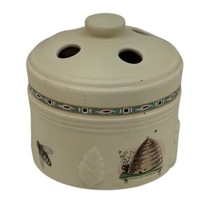 Pfaltzgraff Toothbrush Holder Tan Naturewood Beehive Garden Stoneware Accessory